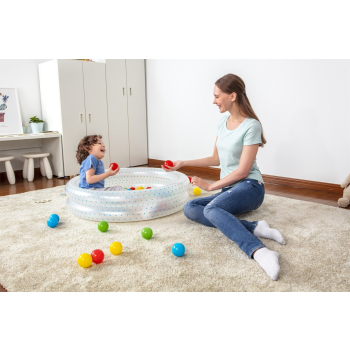 Dmuchany Basenik 2w1 dla dzieci 2+ Niebieski BESTWAY 91x20cm Brodzik + Suchy basen + 50 piłeczek